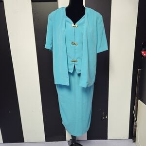 Vintage skirt suit set aqua
